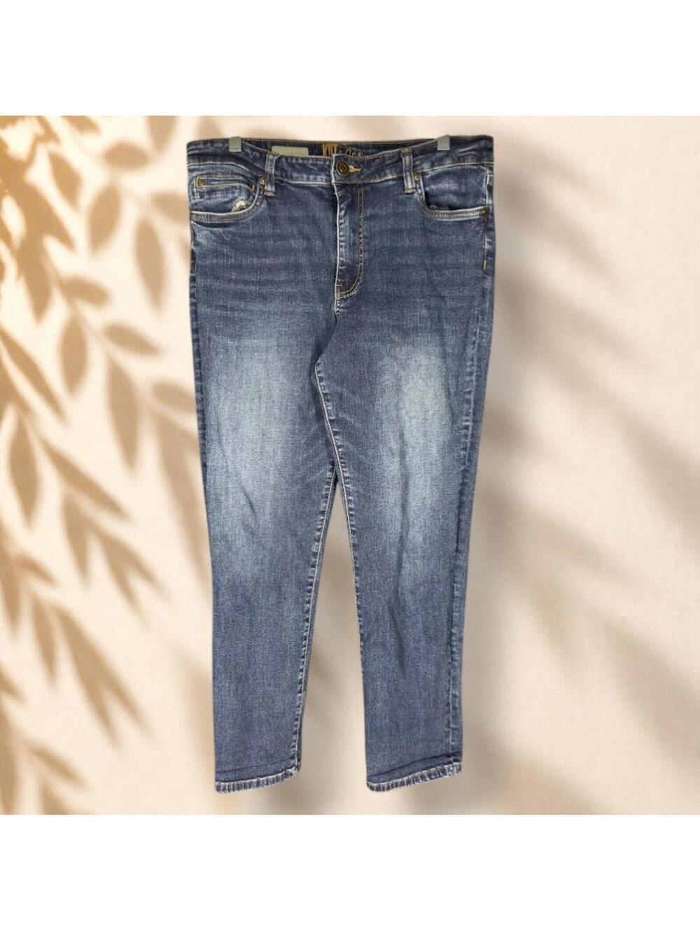 KUT from the Kloth Jeans Women 12 Blue Denim Dark Katy High Rise Ankle Straight